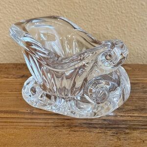 24% Lead Crystal Christmas Sleigh Votive or Tea Light Candle Holder